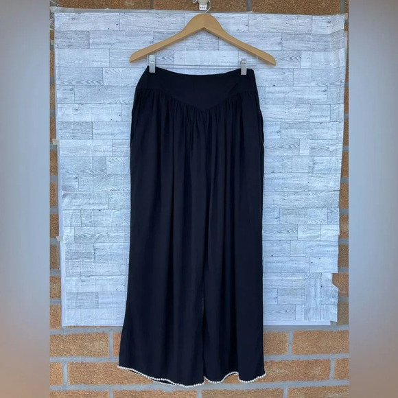 CAROLINA BENOIT MARRAKECH BLACK PANTS WITH PEARLED HEM SMALL - Picture 6 of 17